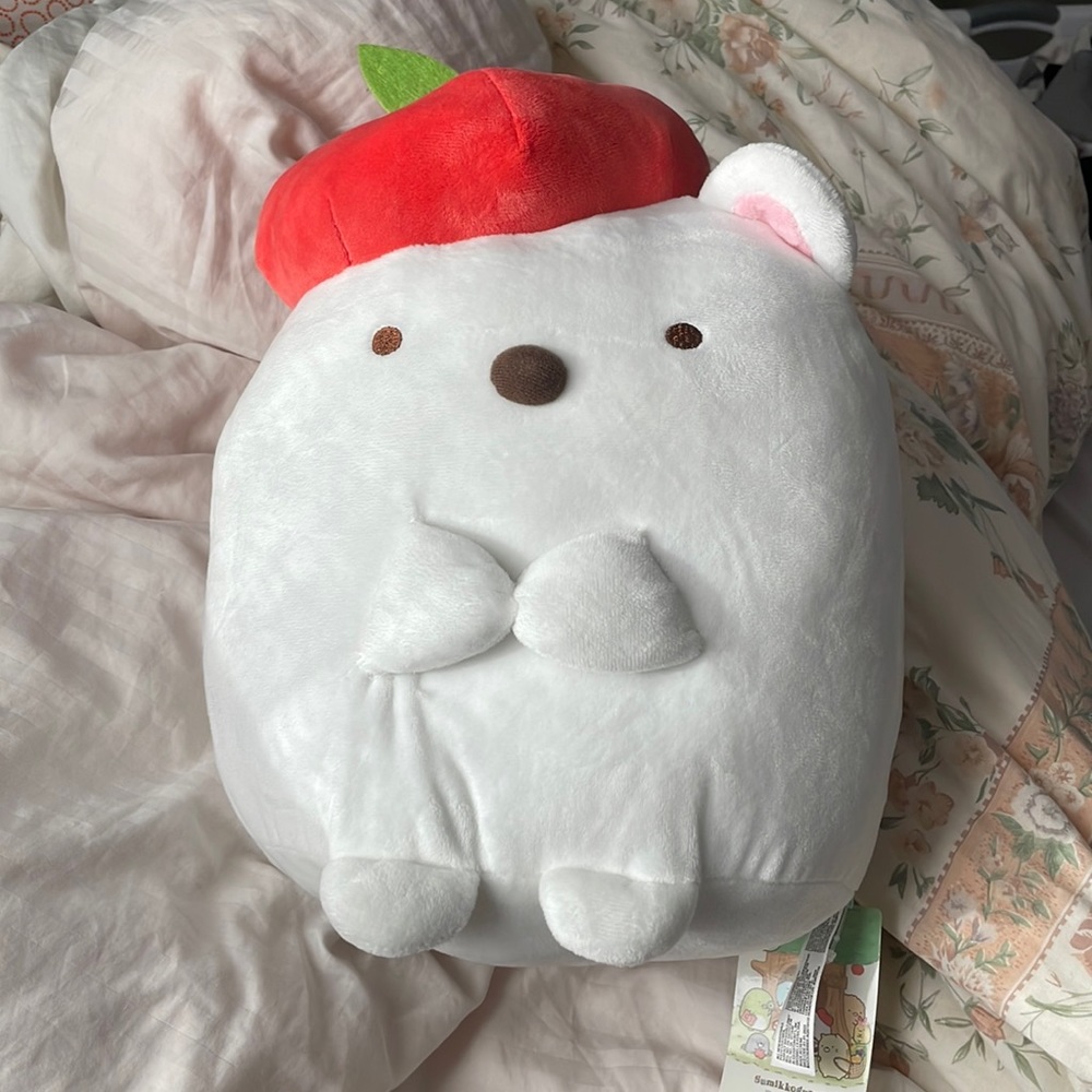 Plush sumikkogurashi white apple cap